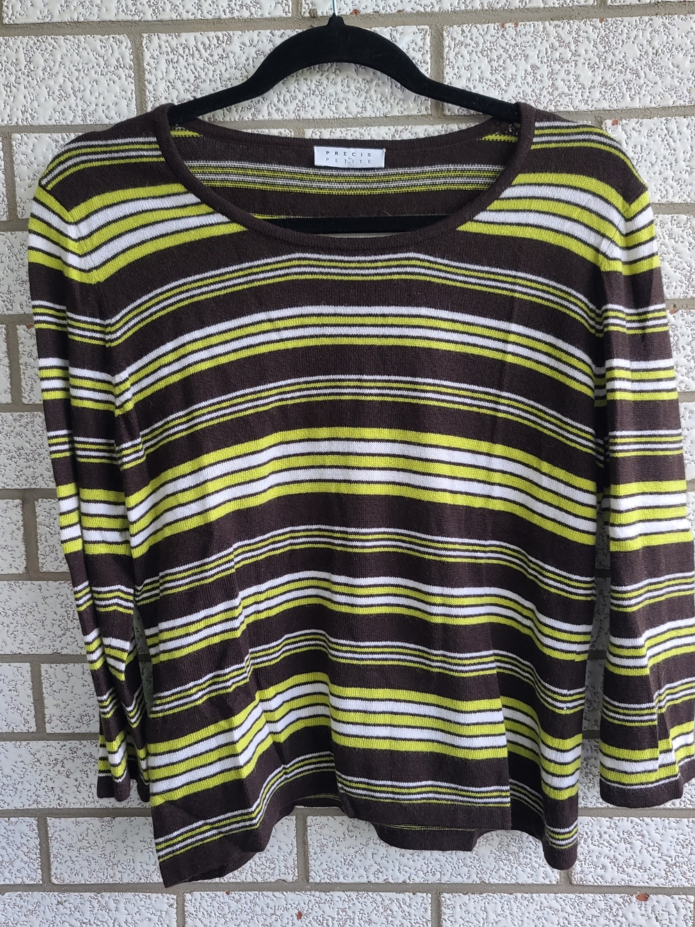 Striped Crewneck Sweater in Brown & Lime - Precise